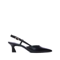 Pantofi cu toc 'Winnie' Black Slingback Pumps Wirh Medium Heel In Leather Woman Femei