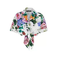 Camasi Multicolor Crop Shirt With All-Over Floral Motif And Logo Lettering Detail On The Front In Cotton Woman Femei