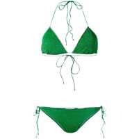 Costume de baie 'Lumiere' Green Bikini With Triangular Top And Tie Closure In Tech Fabric Woman Femei