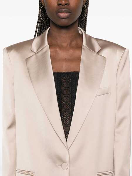 Geci THE ANDAMANE Guia Beige Single-Breasted Jacket With Notched Revers And Shoulder Pads In Wool Blend Stretch Woman Beige Femei (BM 16852901) 5