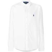 Tricouri Polo White Ultra-Lightweight Shirt With Button-Down Collar And Pony Embroidery On The Front In Cotton Piquet Man Barbati