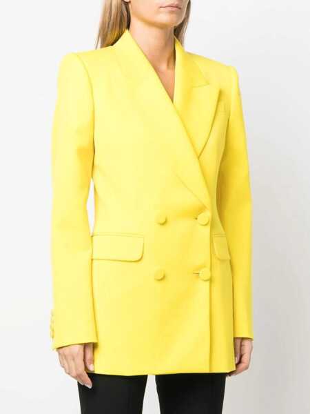 Sacouri Alexander McQueen Double-Breasted Wool Blazer With Peak Lapel And Covered Butt Yellow Femei (BM 16858662) 3