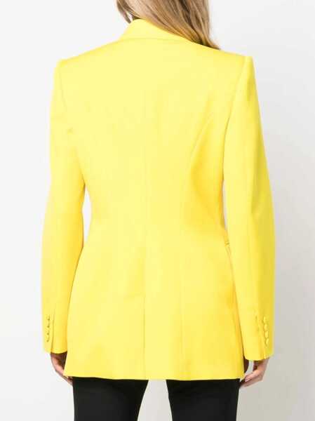 Sacouri Alexander McQueen Double-Breasted Wool Blazer With Peak Lapel And Covered Butt Yellow Femei (BM 16858662) 4