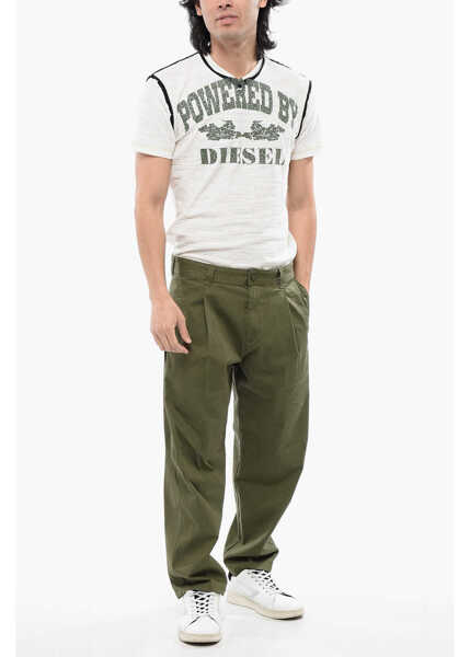 Pantaloni casual Diesel Red Tag Stretch Cotton Single-Pleat P-Arthur Pants Green Barbati (BM 16858866) 4