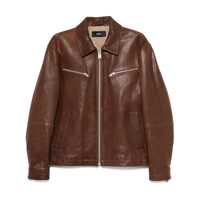 Geci 'Maze' Brown Jacket With Classic Collar And Zipped Cuffs In Leather Man Barbati