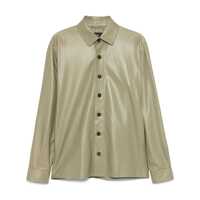 Camasi 'Lush' Green Shirt With Classic Collar And Contrasting Buttons In Leather Man Barbati
