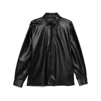 Camasi 'Lush' Black Shirt With Classic Collar And Contrasting Buttons In Leather Man Barbati