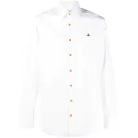 Camasi Vivienne Westwood White Shirt With Orb Logo Embroidered On The Front In Cotton Man