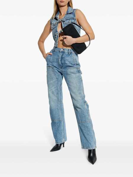 Topuri Alexander Wang Alexander Wang Clear Bead Hotfix Denim Vest VINTAGE LIGHT INDIGO Femei (BM 16859744) 2