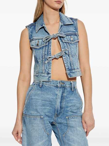 Topuri Alexander Wang Alexander Wang Clear Bead Hotfix Denim Vest VINTAGE LIGHT INDIGO Femei (BM 16859744) 3