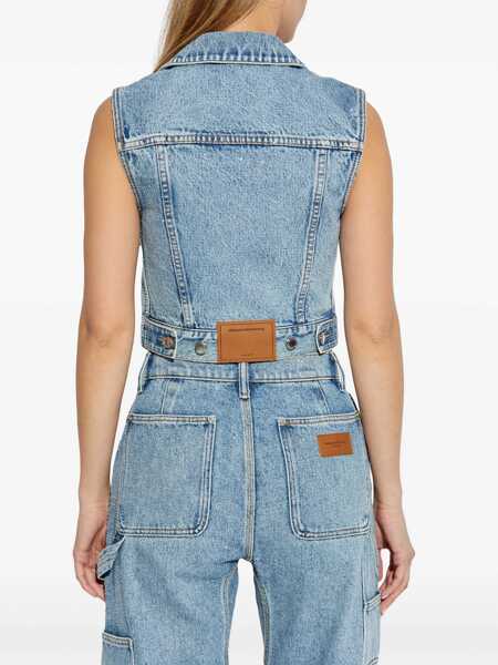 Topuri Alexander Wang Alexander Wang Clear Bead Hotfix Denim Vest VINTAGE LIGHT INDIGO Femei (BM 16859744) 4