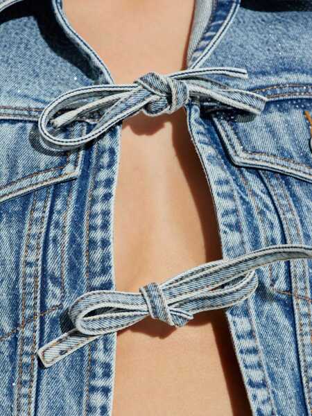 Topuri Alexander Wang Alexander Wang Clear Bead Hotfix Denim Vest VINTAGE LIGHT INDIGO Femei (BM 16859744) 5