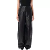 Pantaloni casual Remain Birger Christensen Cocoon Leather Pants Femei