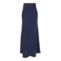 Fuste Blue Long Skirt With Ruffle Detail At The Bottom In Satin Woman Femei