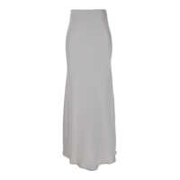 Fuste Grey Long Skirt With Ruffle Detail At The Bottom In Satin Woman Femei