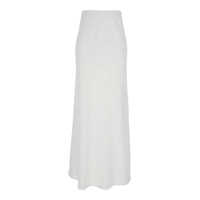Fuste White Long Skirt With Ruffle Detail At The Bottom In Satin Woman Femei