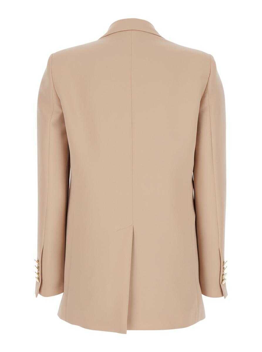 Sacouri PLAIN Beige Double-Breasted Jacket With Classic Lapels In Fabric Woman Beige Femei (BM 16860338) 2