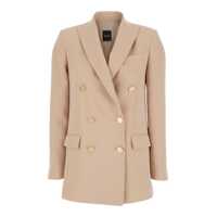 Sacouri Beige Double-Breasted Jacket With Classic Lapels In Fabric Woman Femei