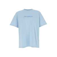 Tricouri Light Blue Crewneck T-Shirt With Logo Embroidery On The Front In Cotton Man Barbati