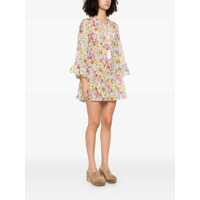 Rochii ANJUNA Dama - Rochii ANJUNA Lara Multicolor Short Dress With Ruched Sleeves And All-Over Floral Motif In Cotton And Silk Blend Woman MULTICOLOR Femei (BM 16862696) - B-mall.ro