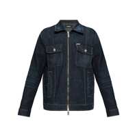Geci Blue Jacket With Classic Collar And Zip Closure In Denim Man Barbati