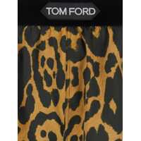 Pantaloni Tom Ford Dama - Pantaloni casual Tom Ford Multicolor Shorts With Patch Logo On The Waist And All-Over Leopard Print In Silk Stretch Woman MULTICOLOR Femei (BM 16863599) - B-mall.ro