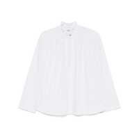 Camasi 'Fabrizia' White Shirt With Stripe Motif And Ruffle Collar In Cotton Blend Woman Femei