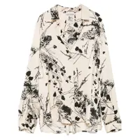 Camasi 'Ava' White And Black Shirt With All-Over Floral Motif In Viscose Woman Femei