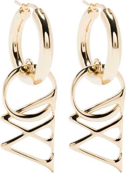 Cercei Off-White Golden Effect Brass Hoop Earrings With Pendant Gold Femei (BM 16864227) 1