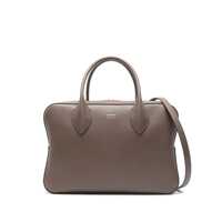 Genti de mana Brown Handbag With Three Zips And Logo Printed On The Front In Leather Woman Femei