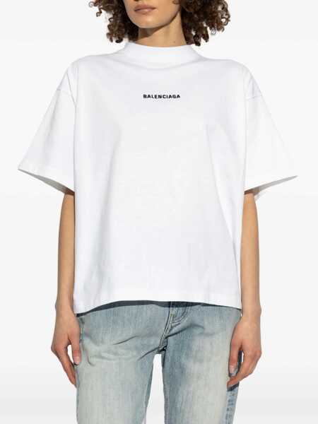 Tricouri Balenciaga Cropped Logo T-Shirt WHITE Femei (BM 16867730) 3