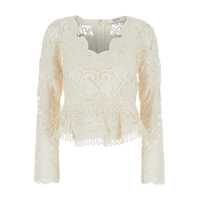 Topuri 'Gianna' White Top With All-Over Lace Embroidery In Cotton Woman Femei