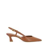 Pantofi cu toc 'Winnie' Brown Slingback Pumps Wirh Medium Heel In Leather Woman Femei