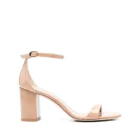 Pantofi cu toc 'Nudistarc' Beige Sandals With High Block Heel In Leather Woman Femei
