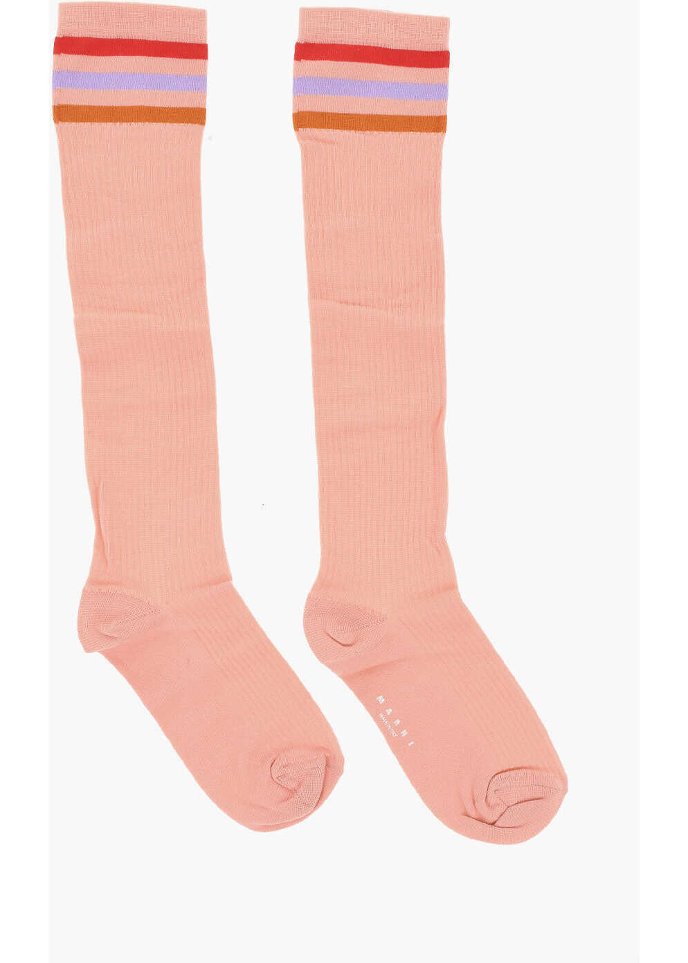 Sosete Marni Ribbed Nylon Long Socks With Contrasting Details Pink Femei (BM 16873032) 2