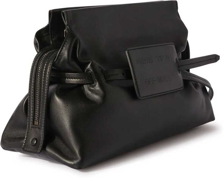 Genti de mana Off-White Solid Color Leather Clutch Black Femei (BM 16873053) 4