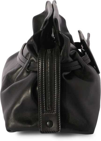 Genti de mana Off-White Solid Color Leather Clutch Black Femei (BM 16873053) 5