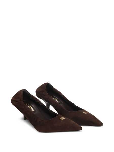 Pantofi cu toc Miu Miu Miu Miu Ruches Suede Pumps MORO Femei (BM 16874966) 2