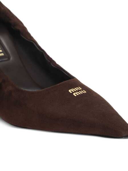 Pantofi cu toc Miu Miu Miu Miu Ruches Suede Pumps MORO Femei (BM 16874966) 3