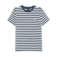 Tricouri Blue T-Shirt With Striped Motif And Logo Embroidered On The Front In Cotton Man Barbati