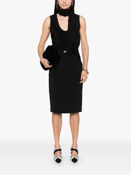 Fuste Elisabetta Franchi Elisabetta Franchi Satin-Trim Crepe Midi Skirt Black Femei (BM 16876469) 2