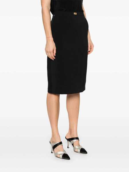 Fuste Elisabetta Franchi Elisabetta Franchi Satin-Trim Crepe Midi Skirt Black Femei (BM 16876469) 3