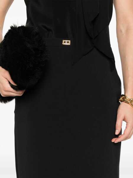 Fuste Elisabetta Franchi Elisabetta Franchi Satin-Trim Crepe Midi Skirt Black Femei (BM 16876469) 5