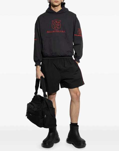 Pantaloni scurti Balenciaga Bermuda Shorts With Red Logo BLACK Barbati (BM 16878105) 2