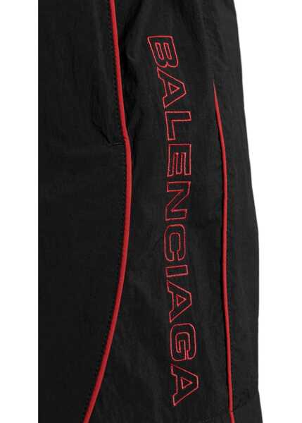 Pantaloni scurti Balenciaga Bermuda Shorts With Red Logo BLACK Barbati (BM 16878105) 5