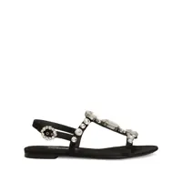 Balerini Black Sandals With Embroidered Stones Decorations In Satin Woman Femei