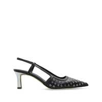 Sandale cu toc MICHAEL KORS ALORA BLACK SILVER SLINGBACK PUMP Femei