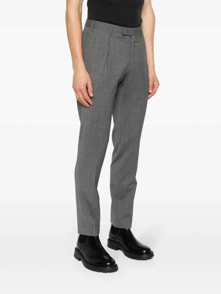 Pantaloni casual PT TORINO Trousers - MASTER, 1 Pleat, Diagonal Pockets, Flap Back Pockets, Turn-Up Gray Barbati (BM 16897295) 3