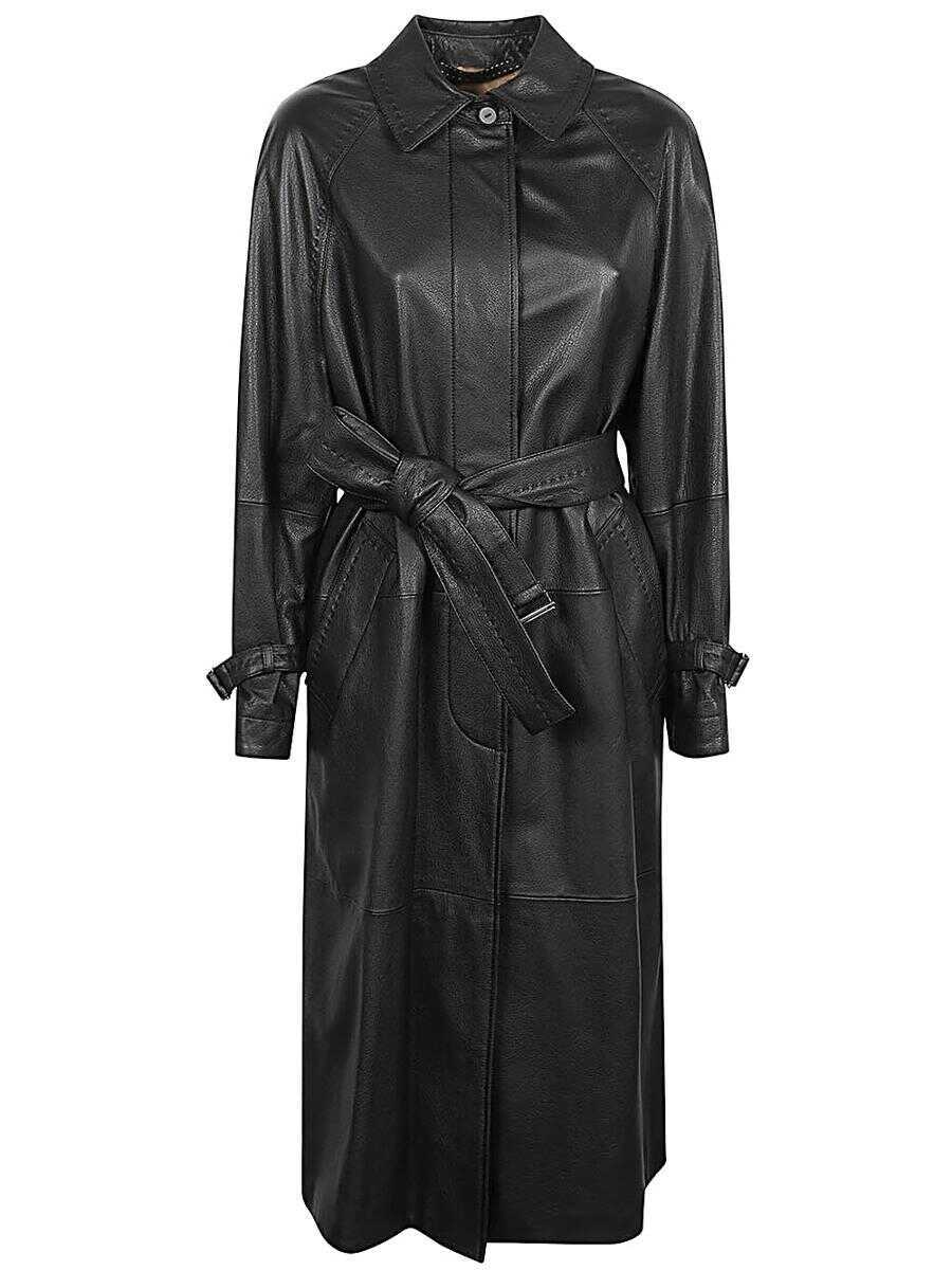 Paltoane Max Mara Max Mara Leather Trench Coat Black Femei (BM 16898039) 1