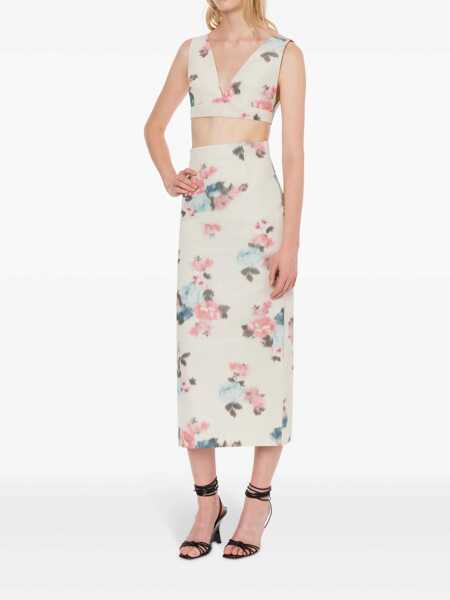 Fuste Philosophy Philosophy Di Lorenzo Serafini Floral Taffeta Pencil Skirt WHITE Femei (BM 16900049) 2